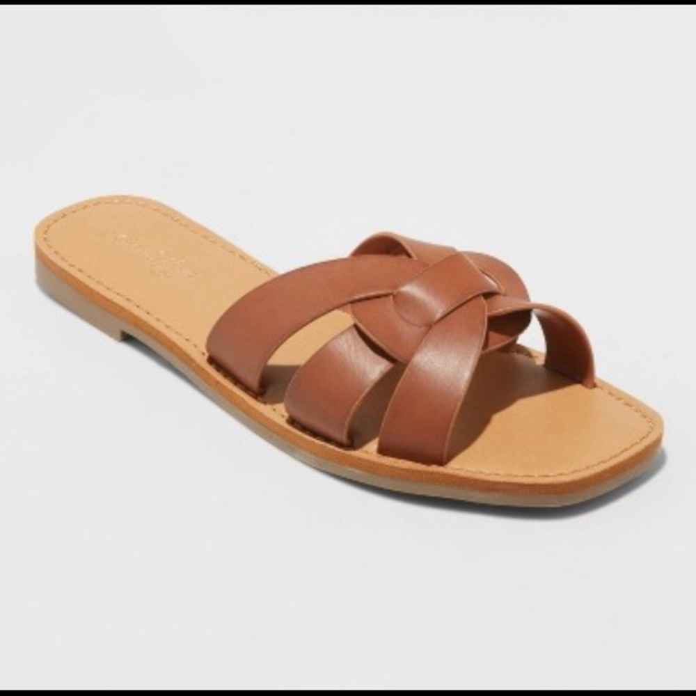 Women's Kyra Faux Leather Woven Slide Sandals